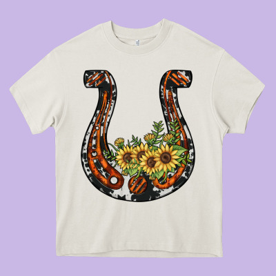 Horseshoe Sunflower Heavy Core Tee Designed By Jahusdesignshop