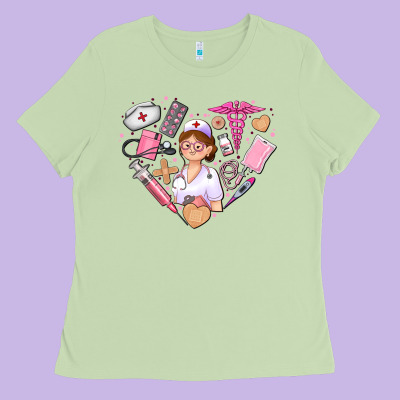 Nurse And Nurse Element Heart Ladies Tee Designed By Adodesignshop