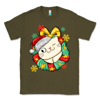 Army Green Christmas wreaths cat Classic Tee - MaliasSmallBusiness