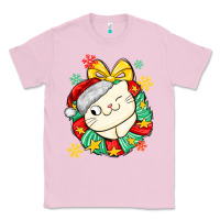 Bubblegum Pink Christmas wreaths cat Classic Tee - MaliasSmallBusiness