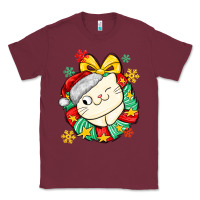 Burgundy Christmas wreaths cat Classic Tee - MaliasSmallBusiness