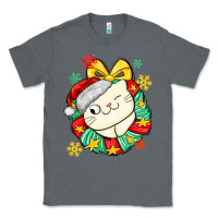 Charcoal Heather Christmas wreaths cat Classic Tee - MaliasSmallBusiness