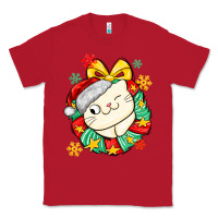 Red Christmas wreaths cat Classic Tee - MaliasSmallBusiness
