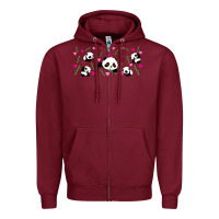 Burgundy cute panda Zipper Hoodie - TumblerDesignByShophia