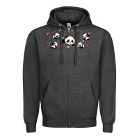 Charcoal Heather cute panda Zipper Hoodie - TumblerDesignByShophia