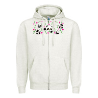 Oatmeal Heather cute panda Zipper Hoodie - TumblerDesignByShophia