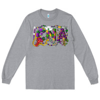Heather Grey CNA Certified Nursing Assistant Mardi Gras Long Sleeve Tee - LillyAllenDesigns