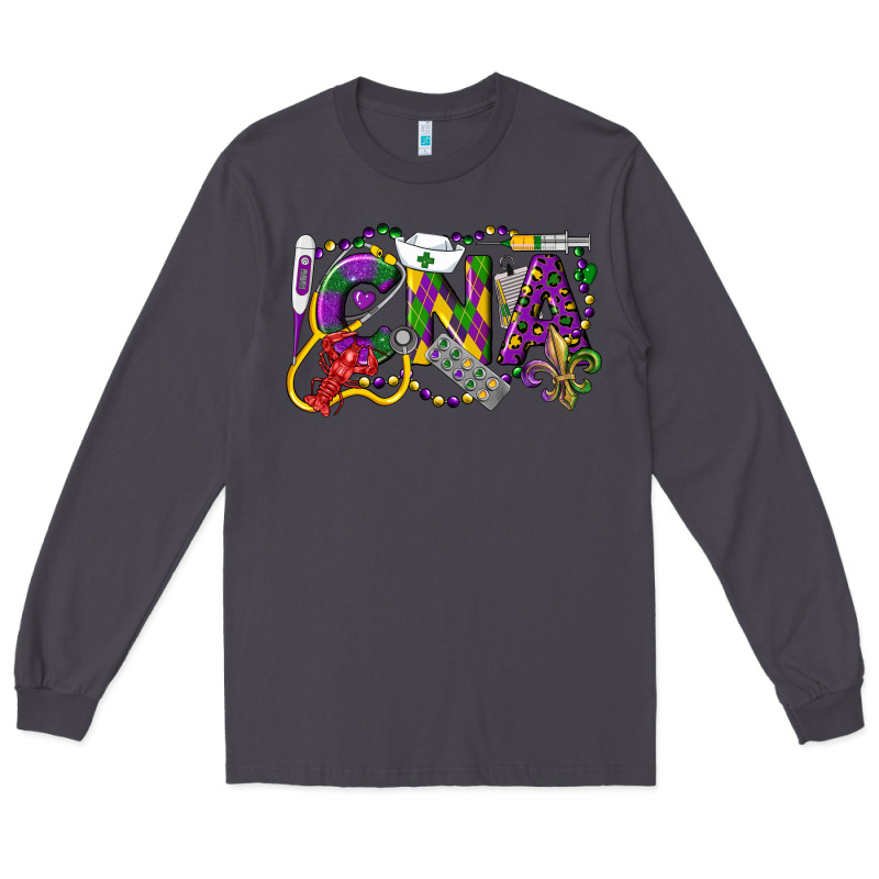 Cna Certified Nursing Assistant Mardi Gras Long Sleeve Tee by LillyAllenDesigns | Teevron