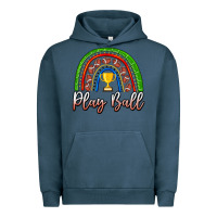 Pigment Midnight Navy Play Ball Football Rainbow Urban Hoodie - CowhideDigitalArt