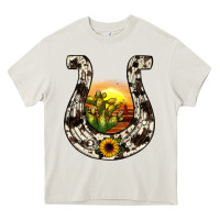 Cream horseshoe sunset Heavy Core Tee - JahusDesignShop