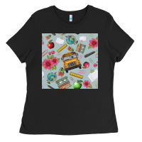 School Bus Back To School Seamless Pattern Ladies Tee | Teevron