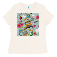 Bone school bus back to school seamless pattern Ladies Tee - BundleAndBundleShop