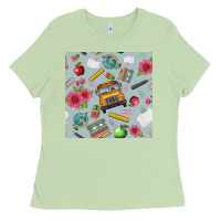 Matcha school bus back to school seamless pattern Ladies Tee - BundleAndBundleShop