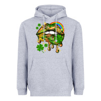 Heather Grey St. Patrick's Day lips Heavyweight Hoodie - HowdyJamesFarm
