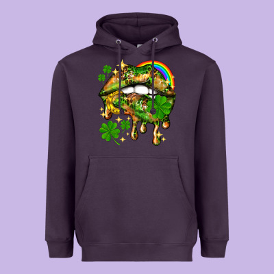 St. Patrick's Day Lips Heavyweight Hoodie Designed By Howdyjamesfarm