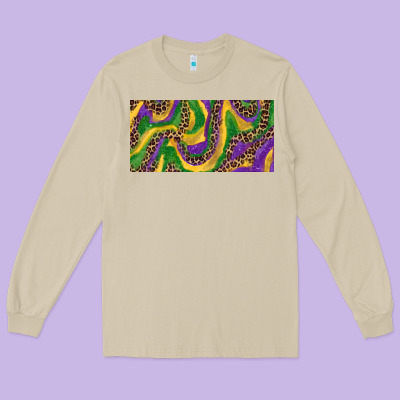 Mardi Gras Colors With Leopard Long Sleeve Tee Designed By Ranaportraitstore