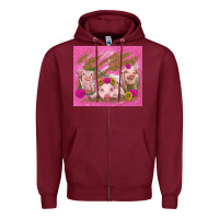 Burgundy pigs Zipper Hoodie - TumblerDesignByShophia