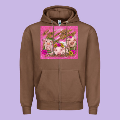 Pigs Zipper Hoodie Designed By Tumblerdesignbyshophia
