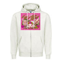 Oatmeal Heather pigs Zipper Hoodie - TumblerDesignByShophia