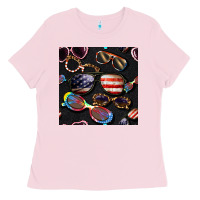 Bubblegum Pink 4th of july glasses  seamless pattern Ladies Tee - BundleAndBundleShop