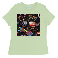 Matcha 4th of july glasses  seamless pattern Ladies Tee - BundleAndBundleShop