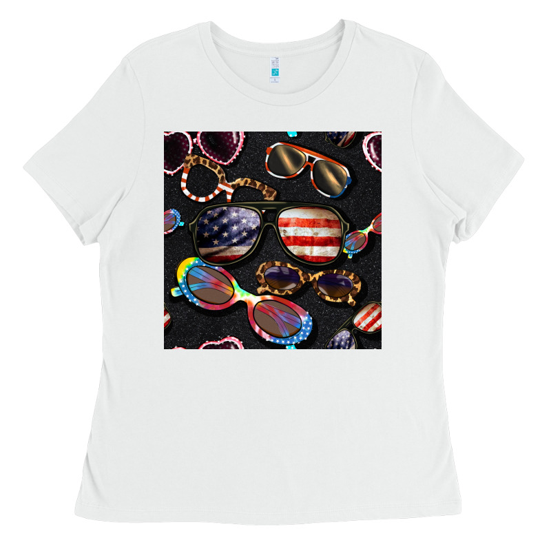 4th Of July Glasses  Seamless Pattern Ladies Tee by BundleAndBundleShop | Teevron