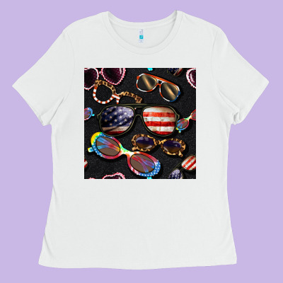 4th Of July Glasses  Seamless Pattern Ladies Tee Designed By Bundleandbundleshop