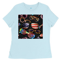 Baby Blue 4th of july glasses  seamless pattern Ladies Tee - BundleAndBundleShop