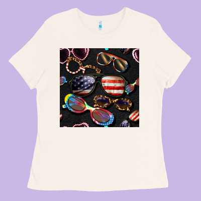 4th Of July Glasses  Seamless Pattern Ladies Tee Designed By Bundleandbundleshop