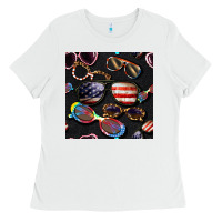 White 4th of july glasses  seamless pattern Ladies Tee - BundleAndBundleShop