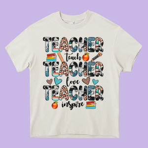 Teacher Teach Love Inspire Heavy Core Tee Designed By Jahusdesignshop