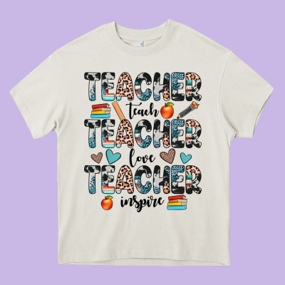 Teacher Teach Love Inspire Heavy Core Tee Designed By Jahusdesignshop
