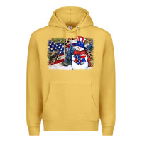 Antique Gold Patriotic snowman background 4th of july Premium Hoodie - HowdyJamesFarm