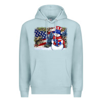 Blue Mist Patriotic snowman background 4th of july Premium Hoodie - HowdyJamesFarm