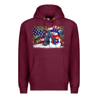 Burgundy Patriotic snowman background 4th of july Premium Hoodie - HowdyJamesFarm