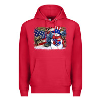 Cardinal Patriotic snowman background 4th of july Premium Hoodie - HowdyJamesFarm
