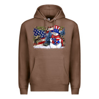 Chestnut Patriotic snowman background 4th of july Premium Hoodie - HowdyJamesFarm
