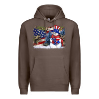 Coffee Patriotic snowman background 4th of july Premium Hoodie - HowdyJamesFarm