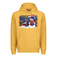 Mustard Patriotic snowman background 4th of july Premium Hoodie - HowdyJamesFarm