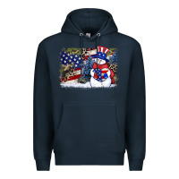 Navy Patriotic snowman background 4th of july Premium Hoodie - HowdyJamesFarm
