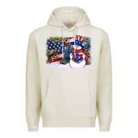 Oatmeal Heather Patriotic snowman background 4th of july Premium Hoodie - HowdyJamesFarm
