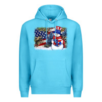 Ocean Blue Patriotic snowman background 4th of july Premium Hoodie - HowdyJamesFarm