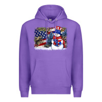 Purple Patriotic snowman background 4th of july Premium Hoodie - HowdyJamesFarm