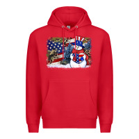 Red Patriotic snowman background 4th of july Premium Hoodie - HowdyJamesFarm