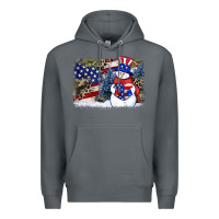 Rock Patriotic snowman background 4th of july Premium Hoodie - HowdyJamesFarm
