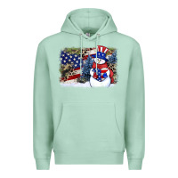 Seafoam Patriotic snowman background 4th of july Premium Hoodie - HowdyJamesFarm