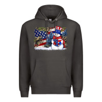 Smoke Patriotic snowman background 4th of july Premium Hoodie - HowdyJamesFarm
