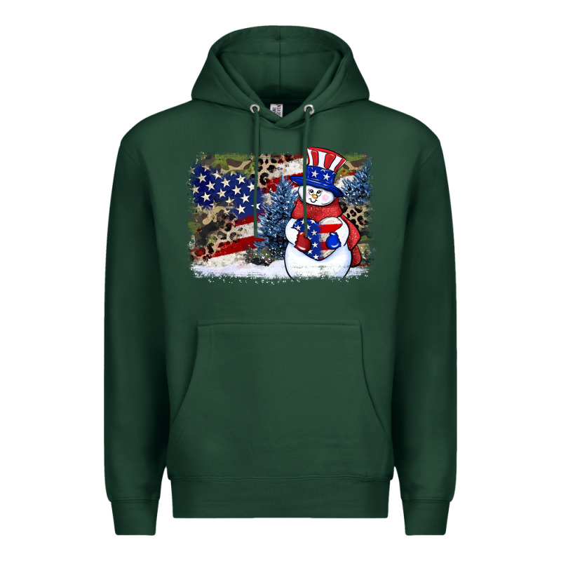 Patriotic Snowman Background 4th Of July Premium Hoodie by HowdyJamesFarm | Teevron