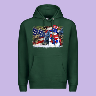 Patriotic Snowman Background 4th Of July Premium Hoodie Designed By Howdyjamesfarm
