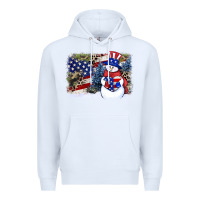 White Patriotic snowman background 4th of july Premium Hoodie - HowdyJamesFarm